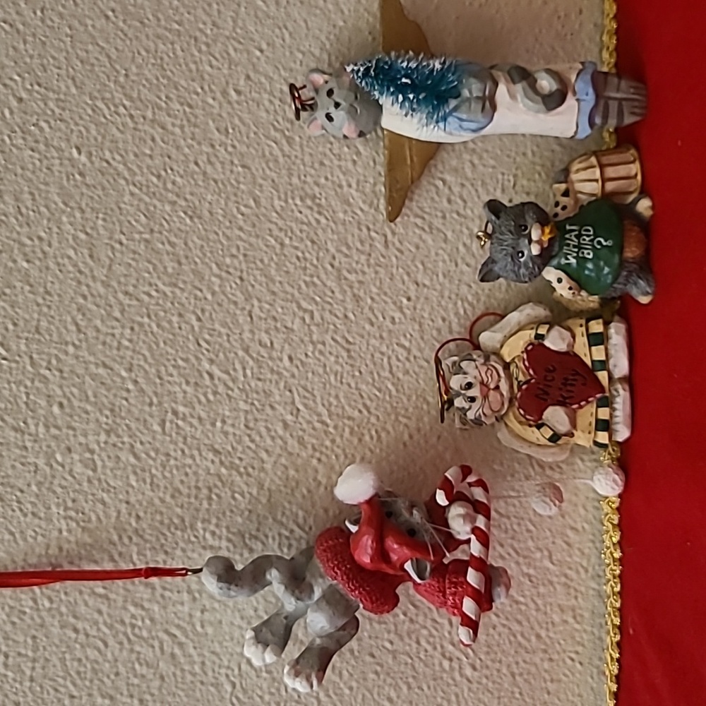 4 Vintage Cat Ornaments